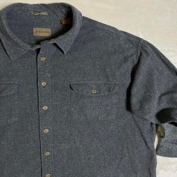 Vtg. St. John's Bay Chamois Cloth Flannel Men's 2XL Gray Button Up Camp Cottage - Picture 2 of 8